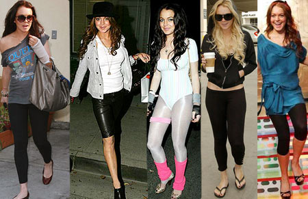 Lindsay Lohan loves to wear all types of leggings